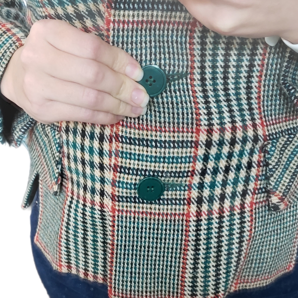 Custom Casuals vintage plaid tartan button up blazer size small - Picture 7 of 12